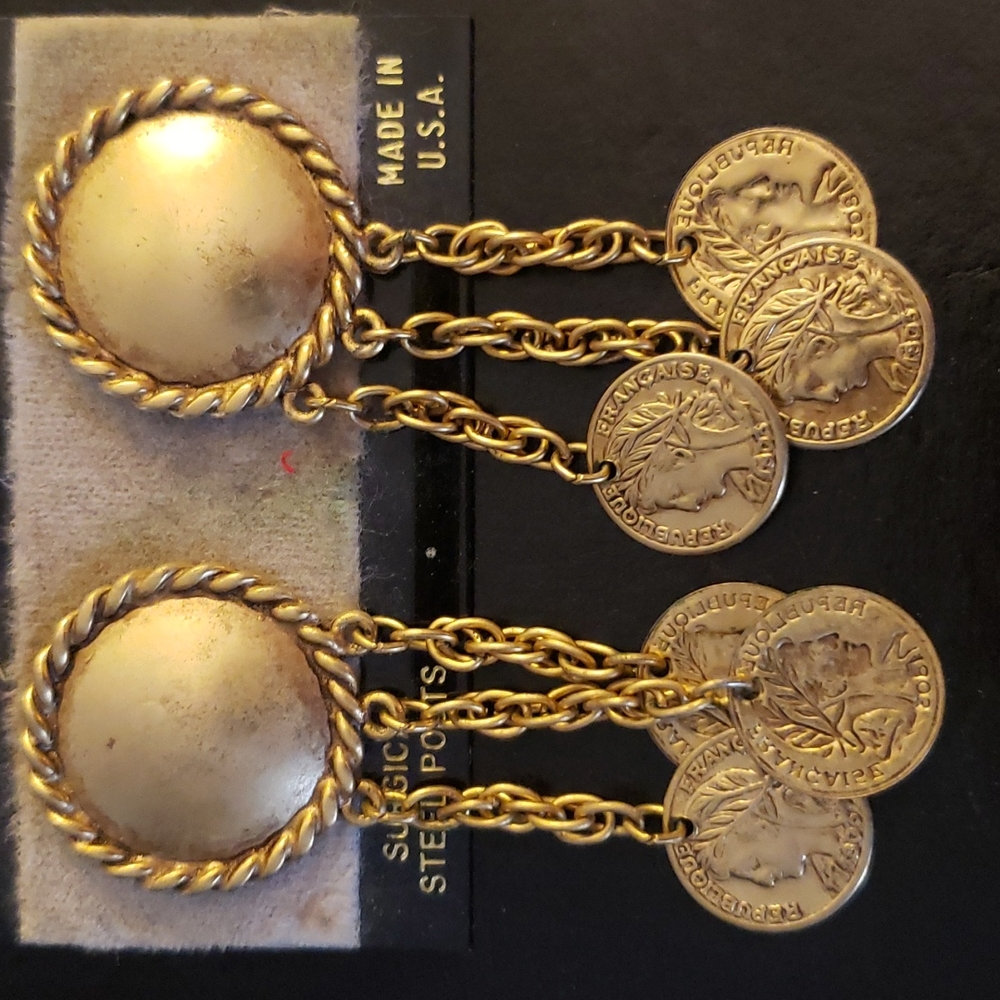 Antique Coin Drop Earrings